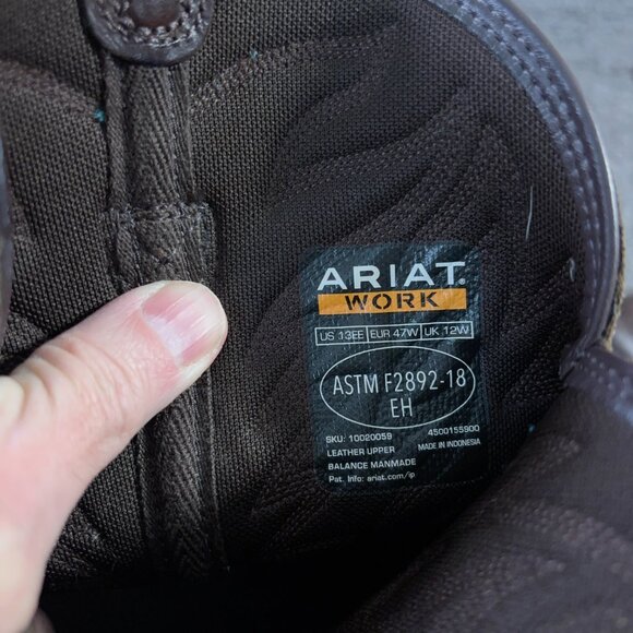 Ariat Groundbreaker Work Boots Mens Size 13 Extra Wide Brown Leather Western - Picture 8 of 9